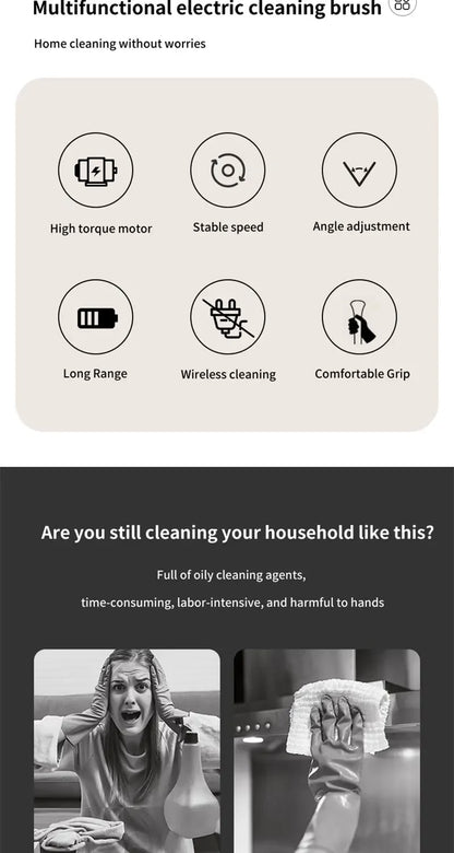 Electric Bathroom Cleaning Brush 9-in-1 Wireless Household Rotation Cleaning Brush for Bathroom Kitchen Toilet Cleaning