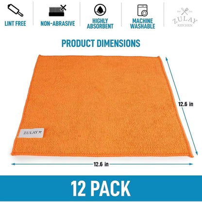 10-Pack Microfiber Cleaning Cloths, Highly Absorbent & Lint-Free for Kitchen Car Glass, Reusable & Machine Washable