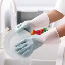 Household Dishwashing Gloves Women Washing Clothes Waterproof Rubber Gloves Thin Household Brush