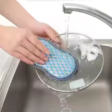 Double Side Dishwashing Sponge Dish Washing Brush Pan Pot Dish Clean Cloth Reusable Kitchen Scouring Pad Home
