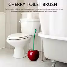 Cherry Shape Toilet Brush Long Handle Toilet Cleaning Brush Replaceable Nylon Soft Bristle Brush Bathroom