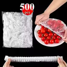 500PCS Reusable Elastic Food Covers | Clear Stretch Plastic Bowl & Plate Lids | Kitchen & Dining