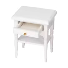 Bedside Table Furniture Wood Bedside Table 1:12 White Mini Bedroom Furnishing Articles Wooden Bedside Table