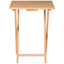 Folding TV Tray Table Portable Lightweight Solid Rubberwood Space Saving Easy Storage No Assembly Required