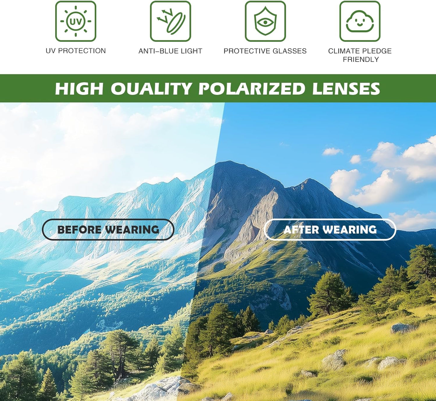 Fanshen Polarized Sports Sunglasses for Men, UV Protection Lightweight Sun Glasses for Driving Fishing Golf Cycling