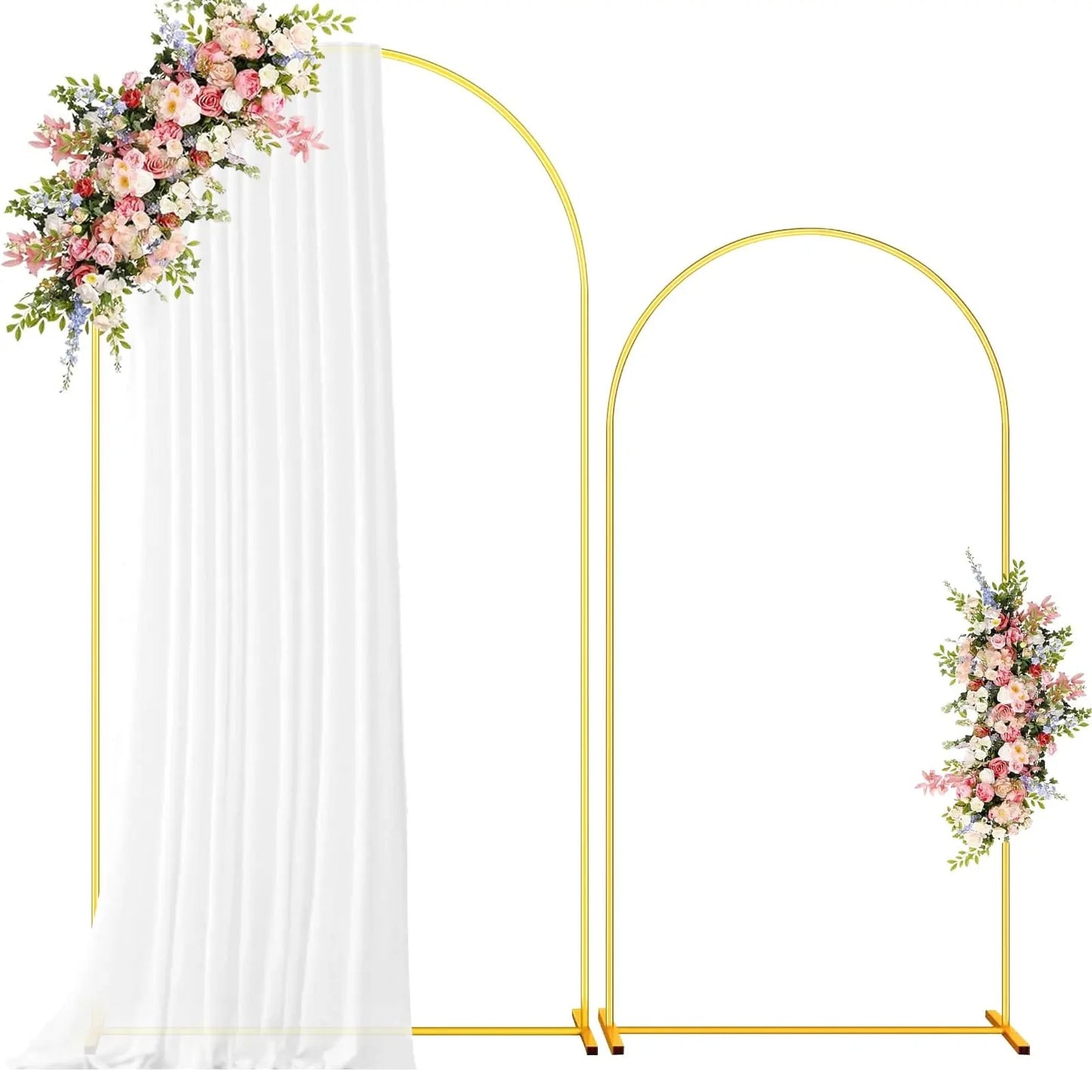Set of 2 Gold Metal Arch Backdrop Stand Wedding Arch Frame for Wedding Birthday Party Baby Shower