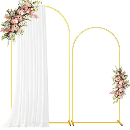 Set of 2 Gold Metal Arch Backdrop Stand Wedding Arch Frame for Wedding Birthday Party Baby Shower