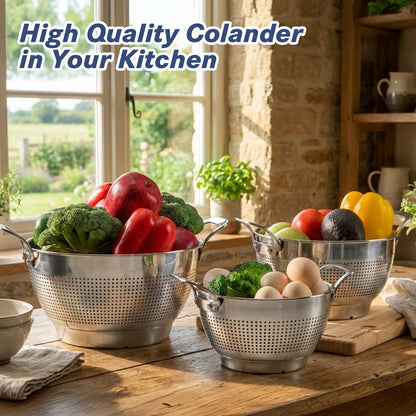3 Sizes Stainless Steel Strainer Soy Milk Fruit Juice Filter Fine Mesh Colander Rice Washing Drain Basket