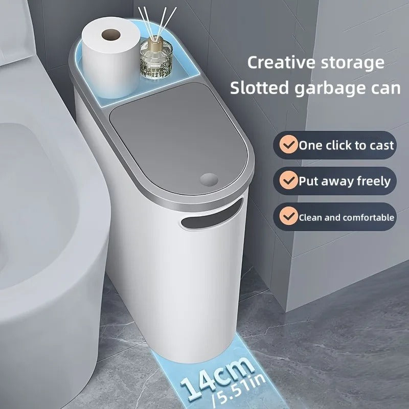 Toilet Trash Can Holder Clip Home Press Type Toilet Trash Can with Lid for Living Room Bedroom