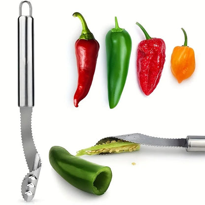 Stainless Steel Pepper Corer & Seed Remover Multifunctional Kitchen Tool for Effortless Peeling