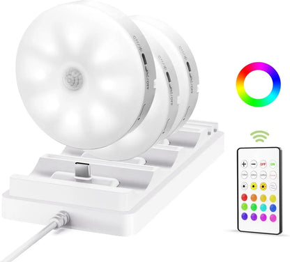 Under Cabinet Lighting with Charging Station 1000mAh Rechargeable Puck Lights with Remote