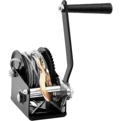 Hand Winch Heavy Duty Rope Crank with 33 ft Steel Wire Cable and Two-Way Ratchet for Trailer