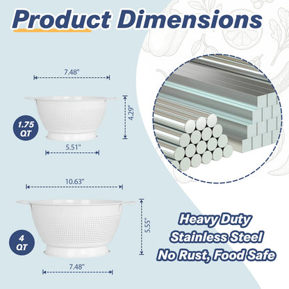 Stainless Steel Mesh Strainer Basket with Handle Fruit Rice & Veggie Washing Colander Kitchen Drain Tool