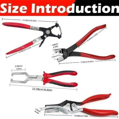 Hose Clamp Pliers Set of 4 - Fuel Line Disconnection and Removal Tool Kit for Auto Repair