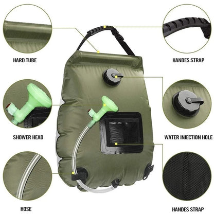 Water Bags 20L Outdoor Camping Hiking Solar Shower Bag Heating Camping Shower Climbing Hydration Bag Hose
