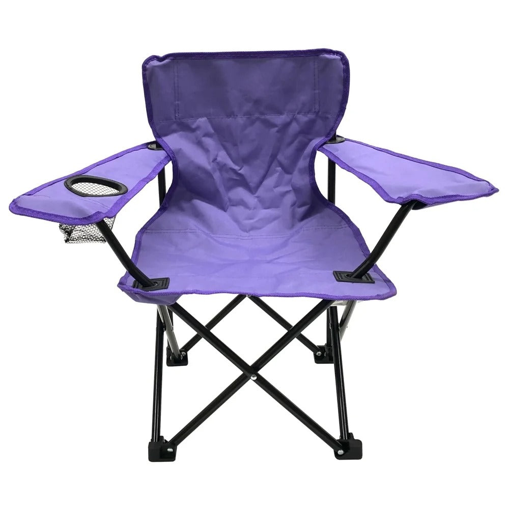 Kids Toddler Chair Portable Foldable Lightweight with Carry Bag Safety Locks Drink Holder Arm Rests Outdoor Sports