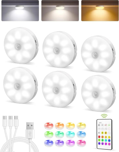Under Cabinet Lighting with Charging Station 1000mAh Rechargeable Puck Lights with Remote