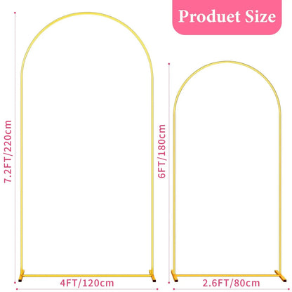 Set of 2 Gold Metal Arch Backdrop Stand Wedding Arch Frame for Wedding Birthday Party Baby Shower