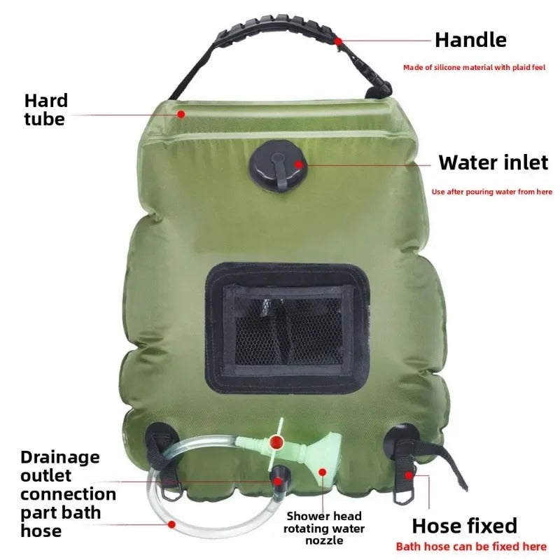 20L outdoor camping shower bag solar thermal portable shower bag outdoor shower bag shower packaging