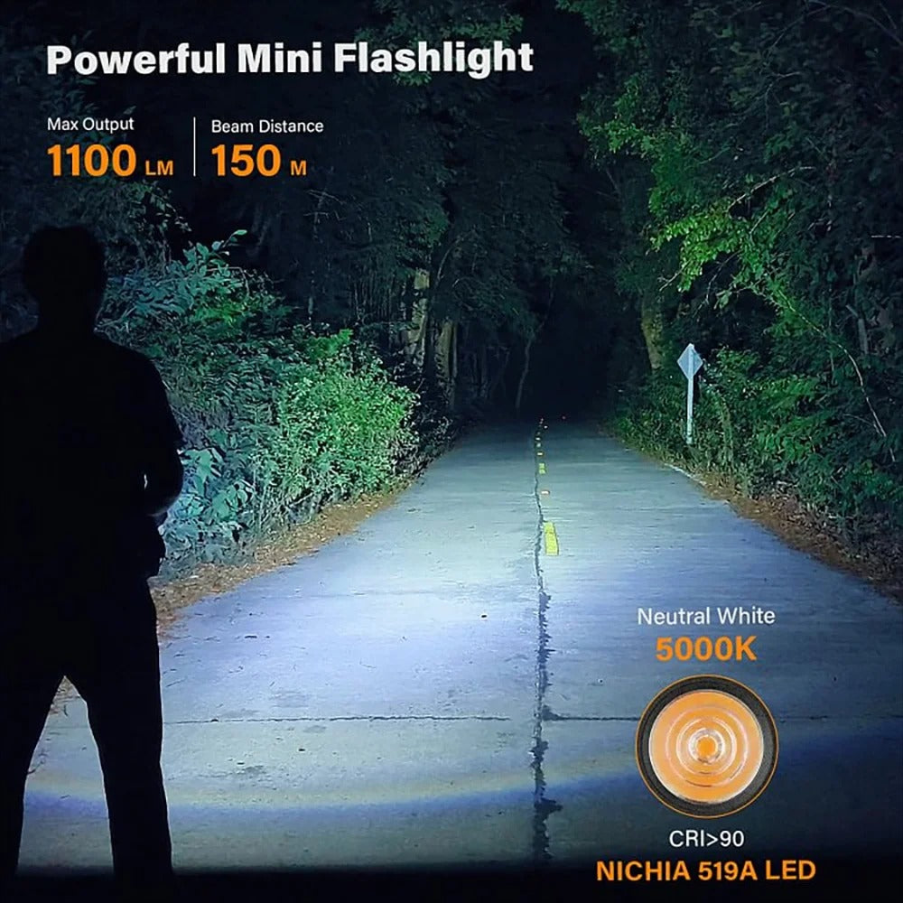 5000K Mini Powerful Led Light LED 1100lm 18350 Rechargeable Flashlight with Magnetic