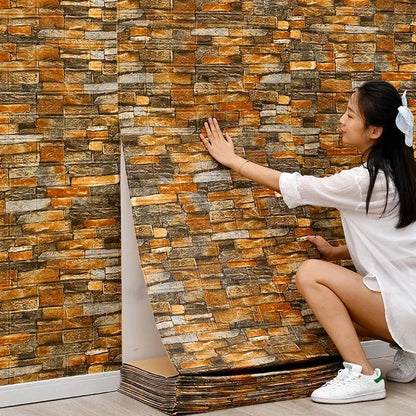 10m Roll Retro 3D Wall Sticker Imitation Brick Plane Wall Sticker Furniture Stickers Wallpaper