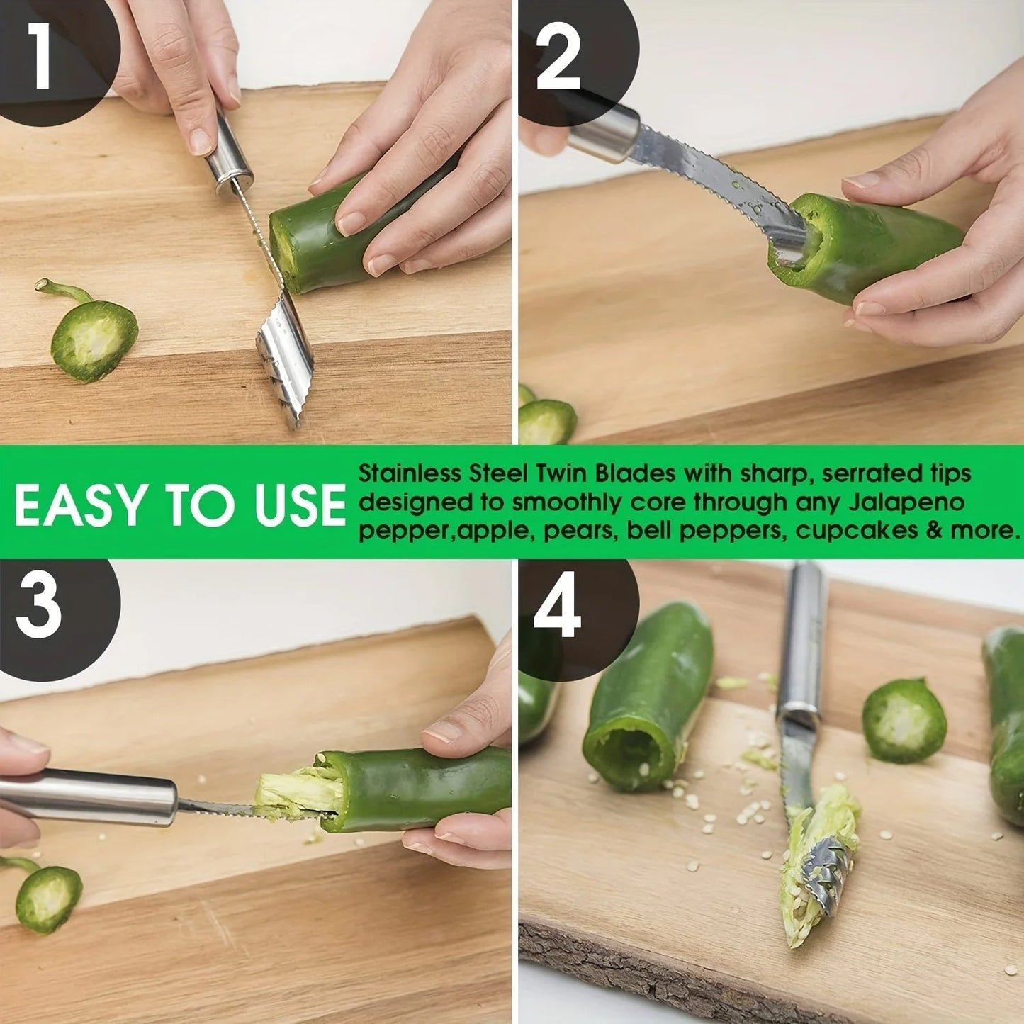 Stainless Steel Pepper Corer & Seed Remover Multifunctional Kitchen Tool for Effortless Peeling