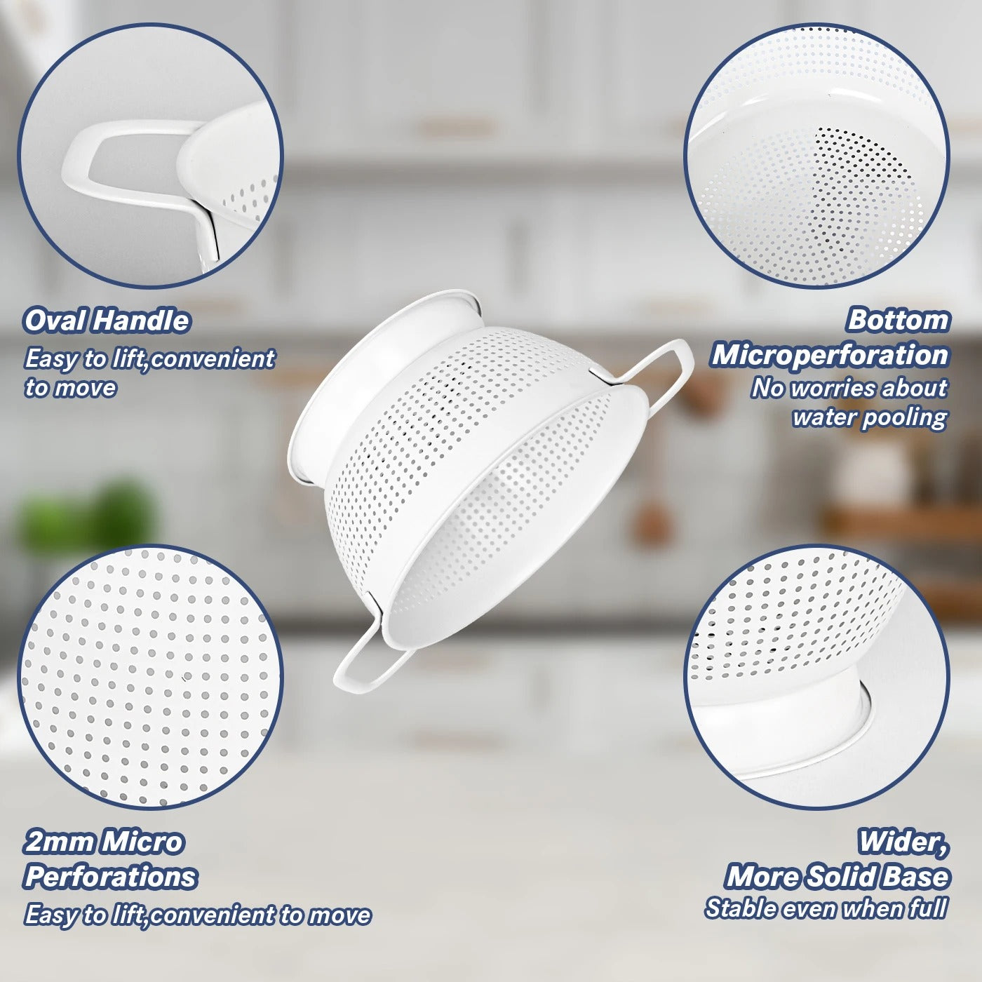 Stainless Steel Mesh Strainer Basket with Handle Fruit Rice & Veggie Washing Colander Kitchen Drain Tool