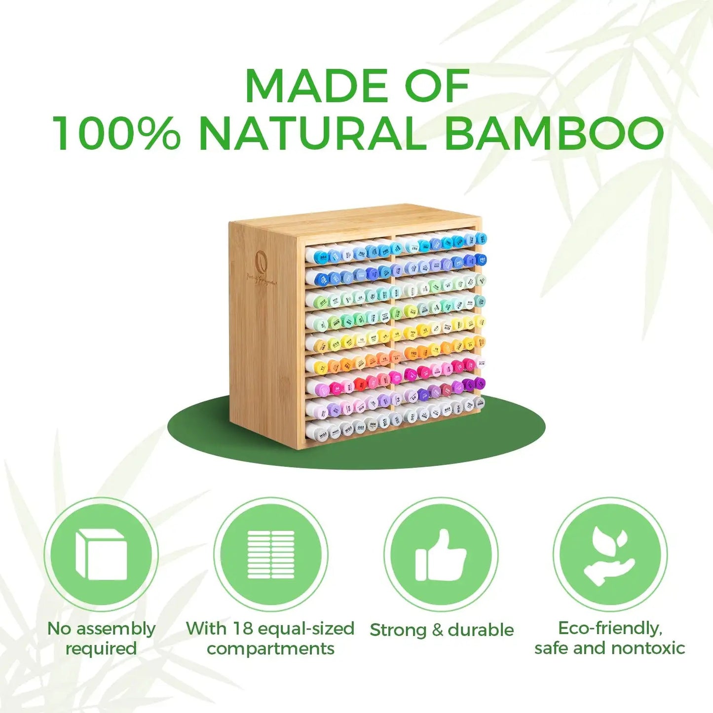 Bamboo Marker Organizer Wooden Desktop Storage Hold 126 Markers Pens Pencils Art Brushes