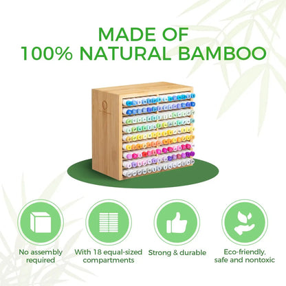 Bamboo Marker Organizer Wooden Desktop Storage Hold 126 Markers Pens Pencils Art Brushes