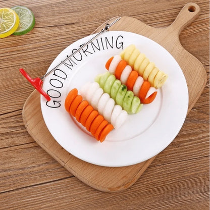 1pc Manual Spiral Vegetable Slicer Stainless Steel Cutter for Salad Prep Camping Meals