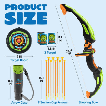 Kids Bow Arrow Set with LED Flash Lights Outdoor Archery Set Toy with Suction Cup Arrows