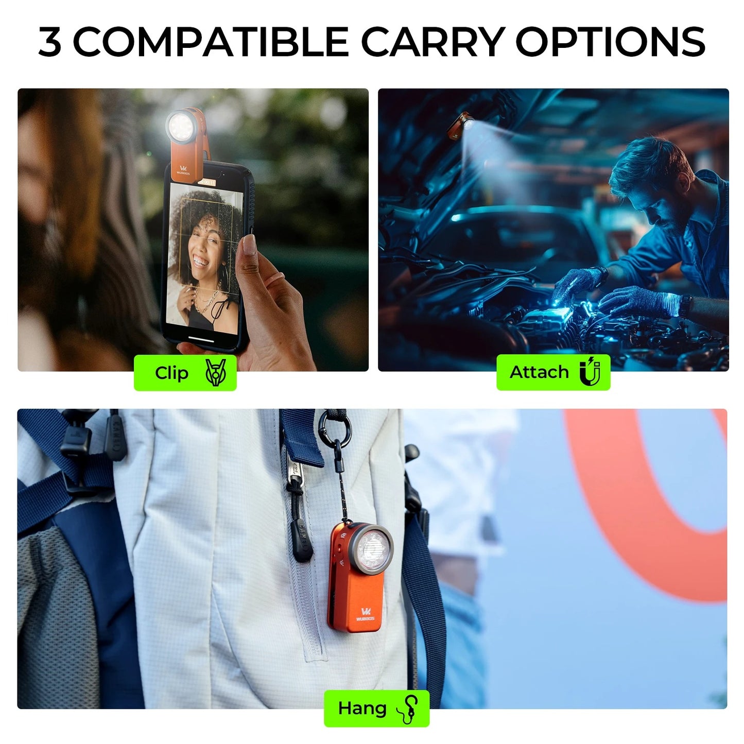 680LM Mini Clip Light USB Rechargeable Pocket Flashlight Spotlight/Floodlight Portable RGB Torch