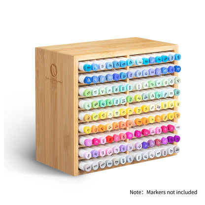 Bamboo Marker Organizer Wooden Desktop Storage Hold 126 Markers Pens Pencils Art Brushes
