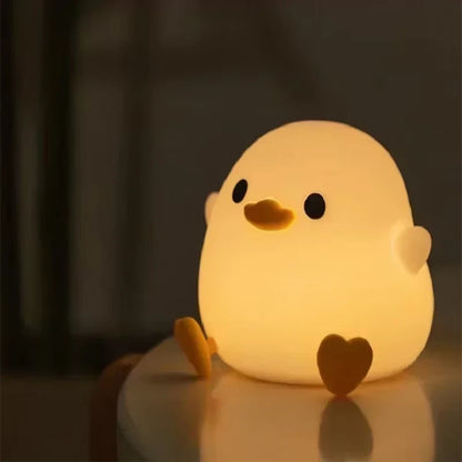 Duck Night Light Cute Duck Lamp Rechargeable Dimmable Nightlight, Silicone LED Bedside Lamp