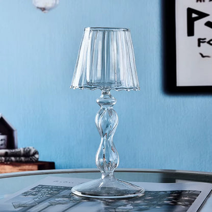 Glass Candlestick Holder 18.5cm Taper Candle Holder Clear Glass Candlestick for Home Decor Wedding