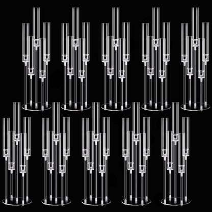 2 Pcs Acrylic Candelabra Centerpieces Clear Candle Holder For Wedding Shade NEW
