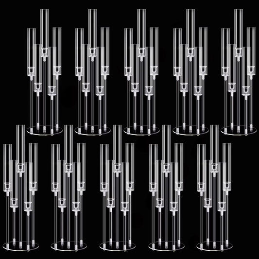 2 Pcs Acrylic Candelabra Centerpieces Clear Candle Holder For Wedding Shade NEW