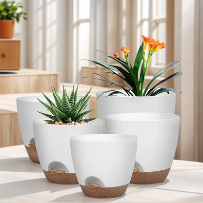 5Pcs Self Watering Planters with Drainage Hole Convenient Plant Pots Lightweight Large Flower Pot
