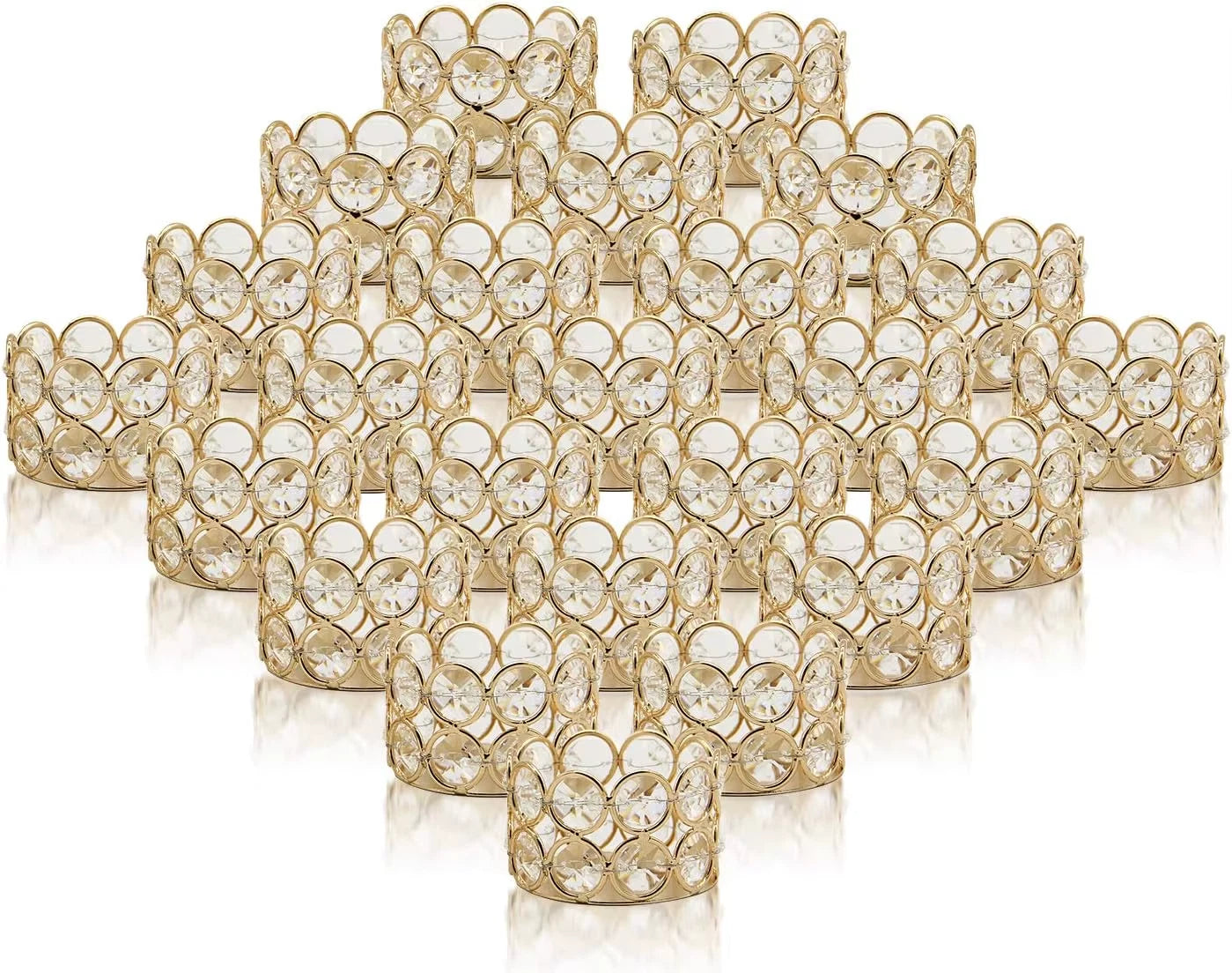 24PCS Crystal Gold Votives Candle Holder Elegant Decorative Tealight Candle Holders for Weddings