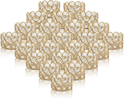 24PCS Crystal Gold Votives Candle Holder Elegant Decorative Tealight Candle Holders for Weddings