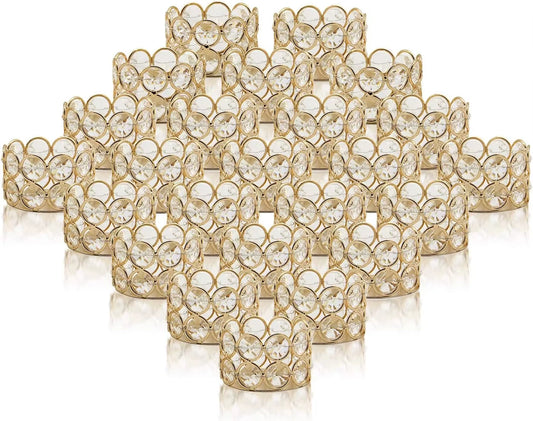 24PCS Crystal Gold Votives Candle Holder Elegant Decorative Tealight Candle Holders for Weddings