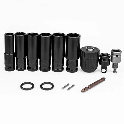 14Pcs Set Electric Impact Wrench Hexs Socket Adapter Kit Drill Chuck Drive Adapter for Electric Drill