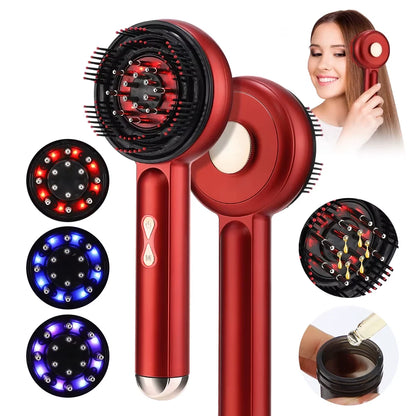 Electric Vibration Massage Comb Red Blue Light Therapy Hair Growth Massage Scalp Brush Oil Liquid