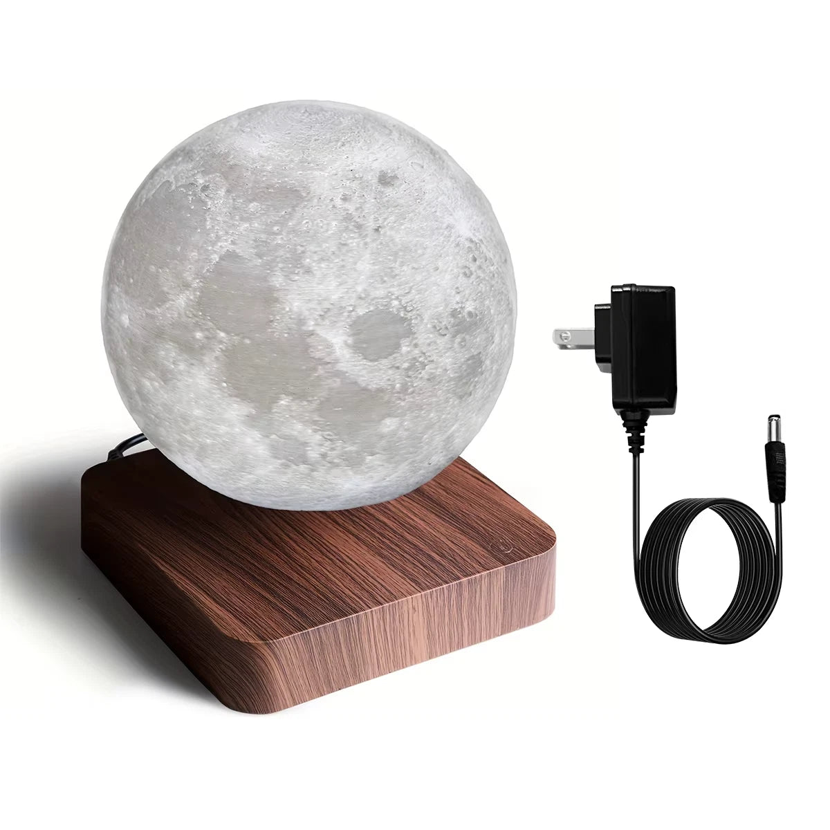 Magnetic Floating Rotating Moon Lamp with Wooden Base 3 Color Temperature LED Night Lights