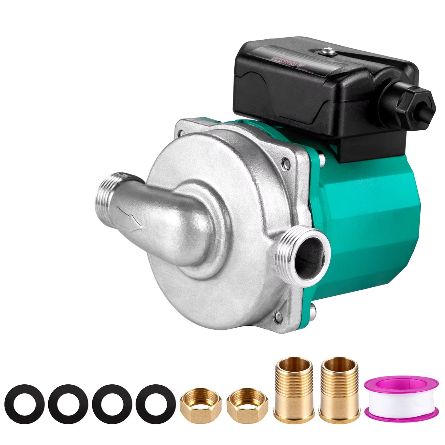Hot Water Recirculating Pump 93W 3/4″ G Thread to 1/2″ NPT Brass Adapter 3 Speed Control
