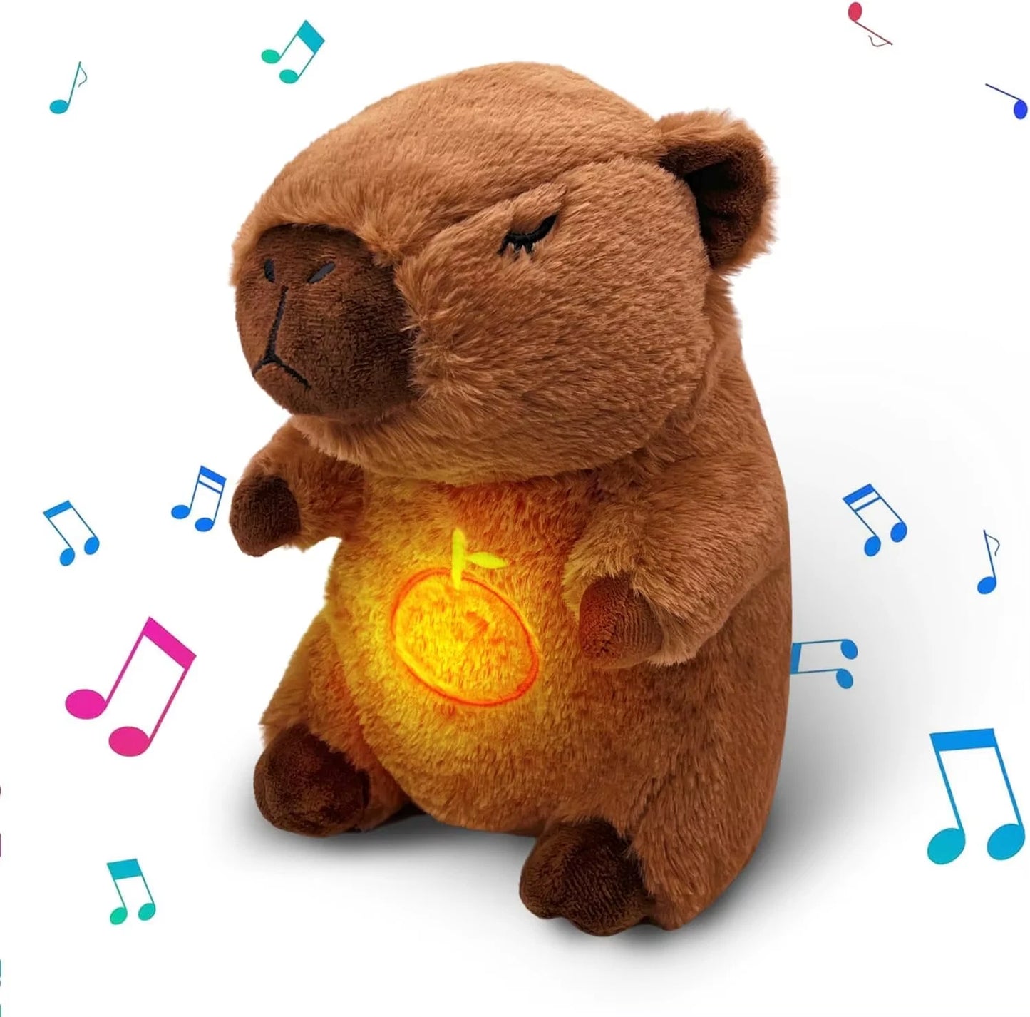 Baby Breathing Soothing Capybara Elephant Plush Doll Toy Sleeping Companion Music and Light Doll