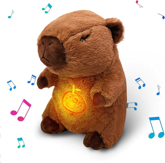 Baby Breathing Soothing Capybara Elephant Plush Doll Toy Sleeping Companion Music and Light Doll