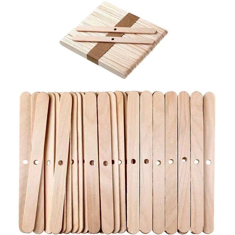 50 PCS Wooden Candle Wick Holders Candles Bars Holders For Candle Making Perfect