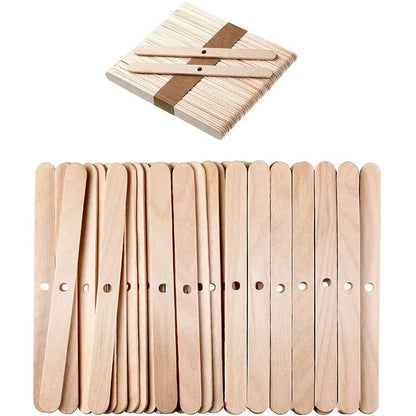 50 PCS Wooden Candle Wick Holders Candles Bars Holders For Candle Making Perfect