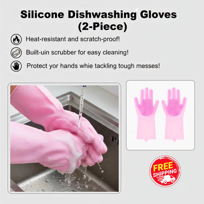 Silicone Dishwashing Gloves  Heat Resistant & Scratch-Proof for Cleaning, Pet Bathing Kitchen Tasks